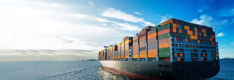 Container ship at sea